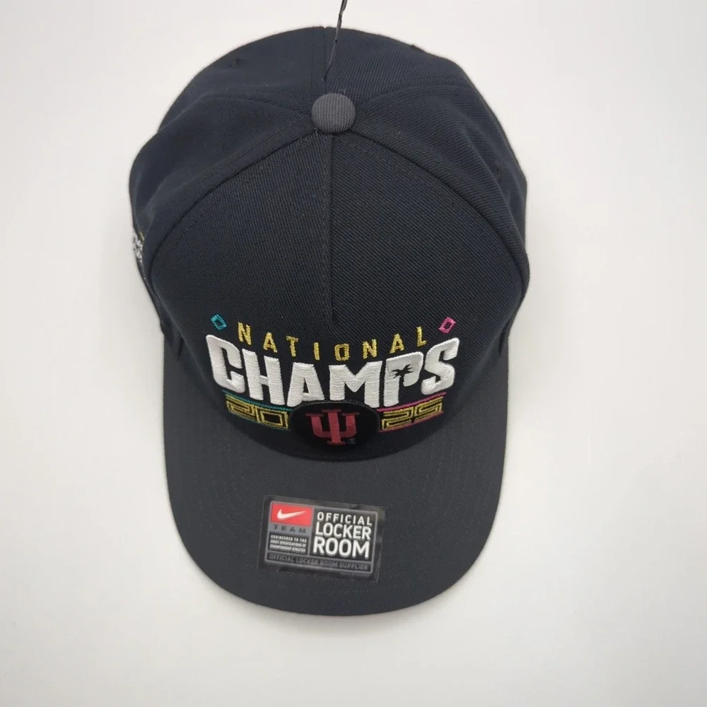 Nike Indiana Hoosiers 2025 National Champs Hat Mens Locker Room Snapback Black